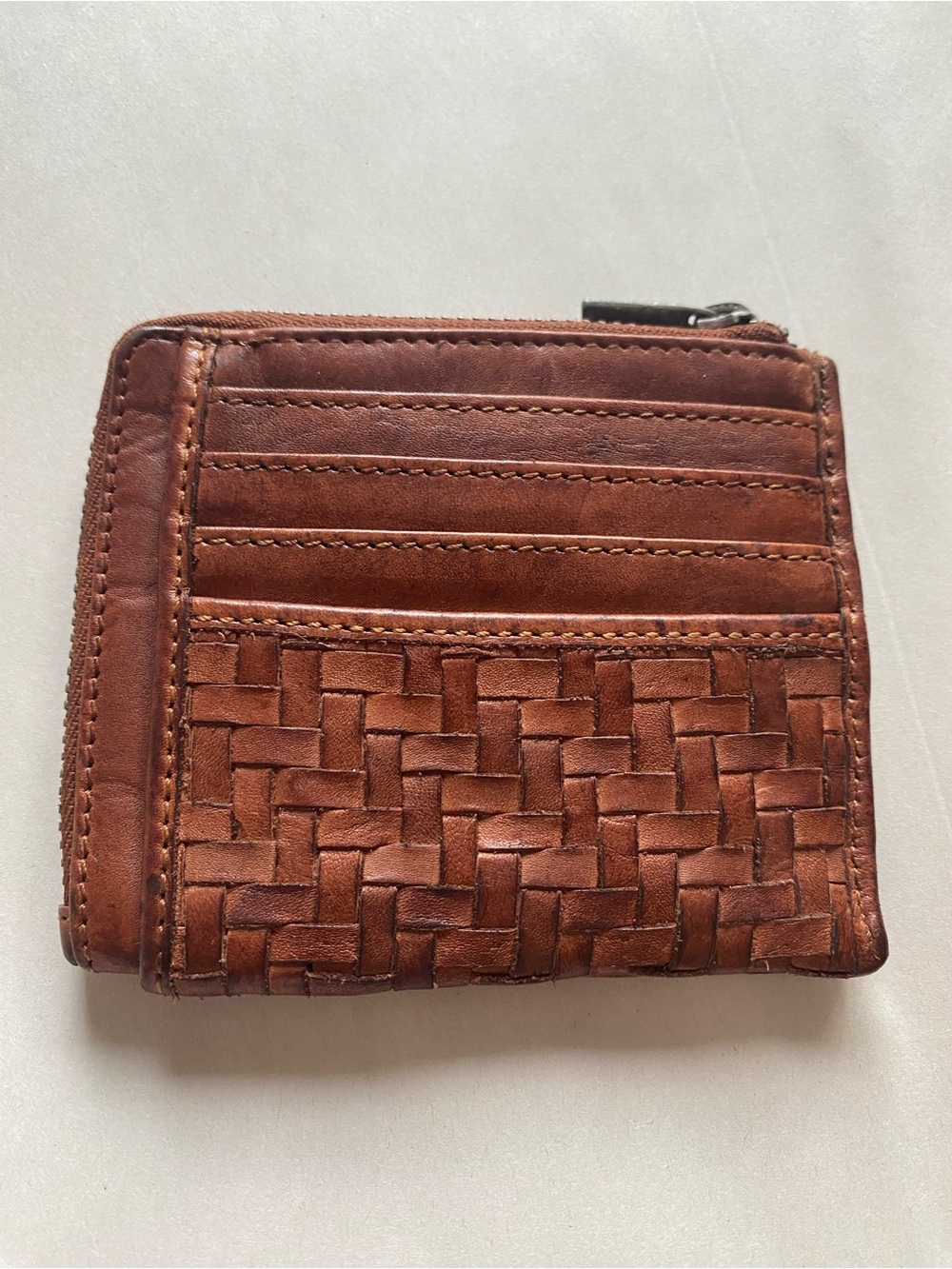 Vilencia Holland Woven Leather Card holder coin pocket wallet